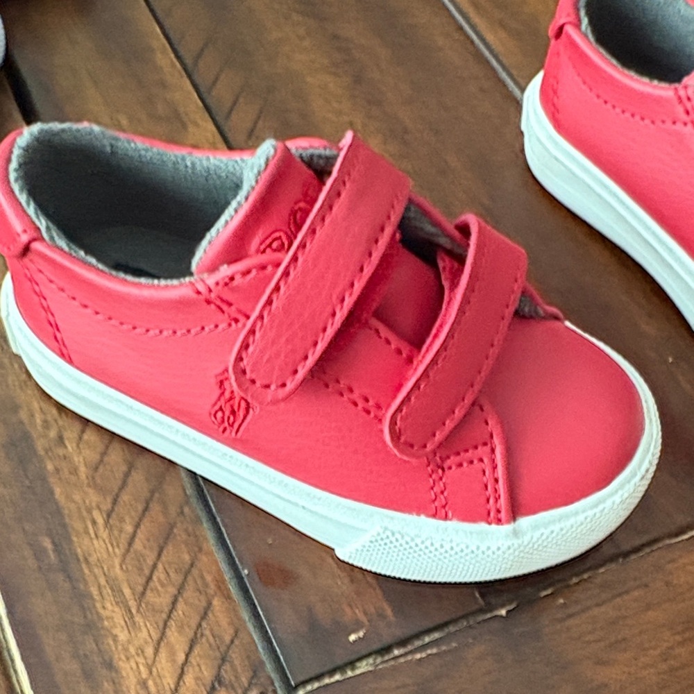 Polo by Ralph Lauren Kids Coral Red Velcro Sneakers